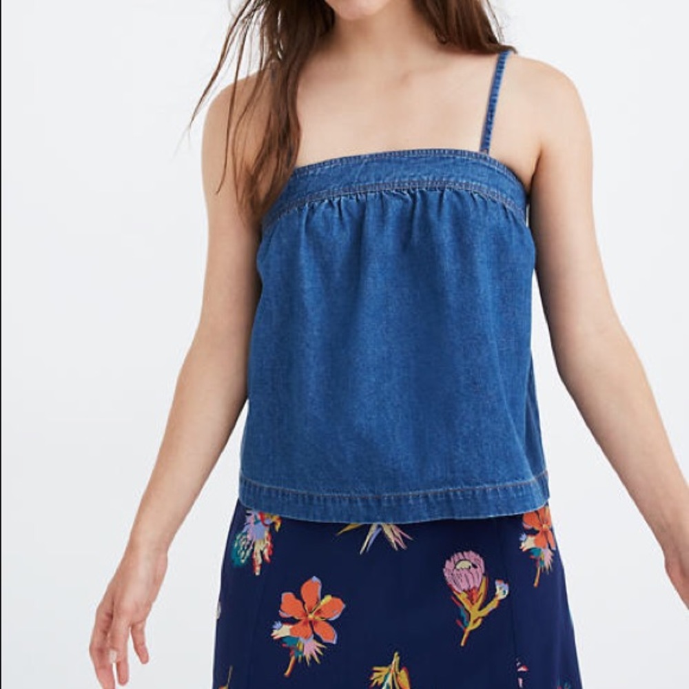 NWT Madewell Denim Convertible Tie Back Top
